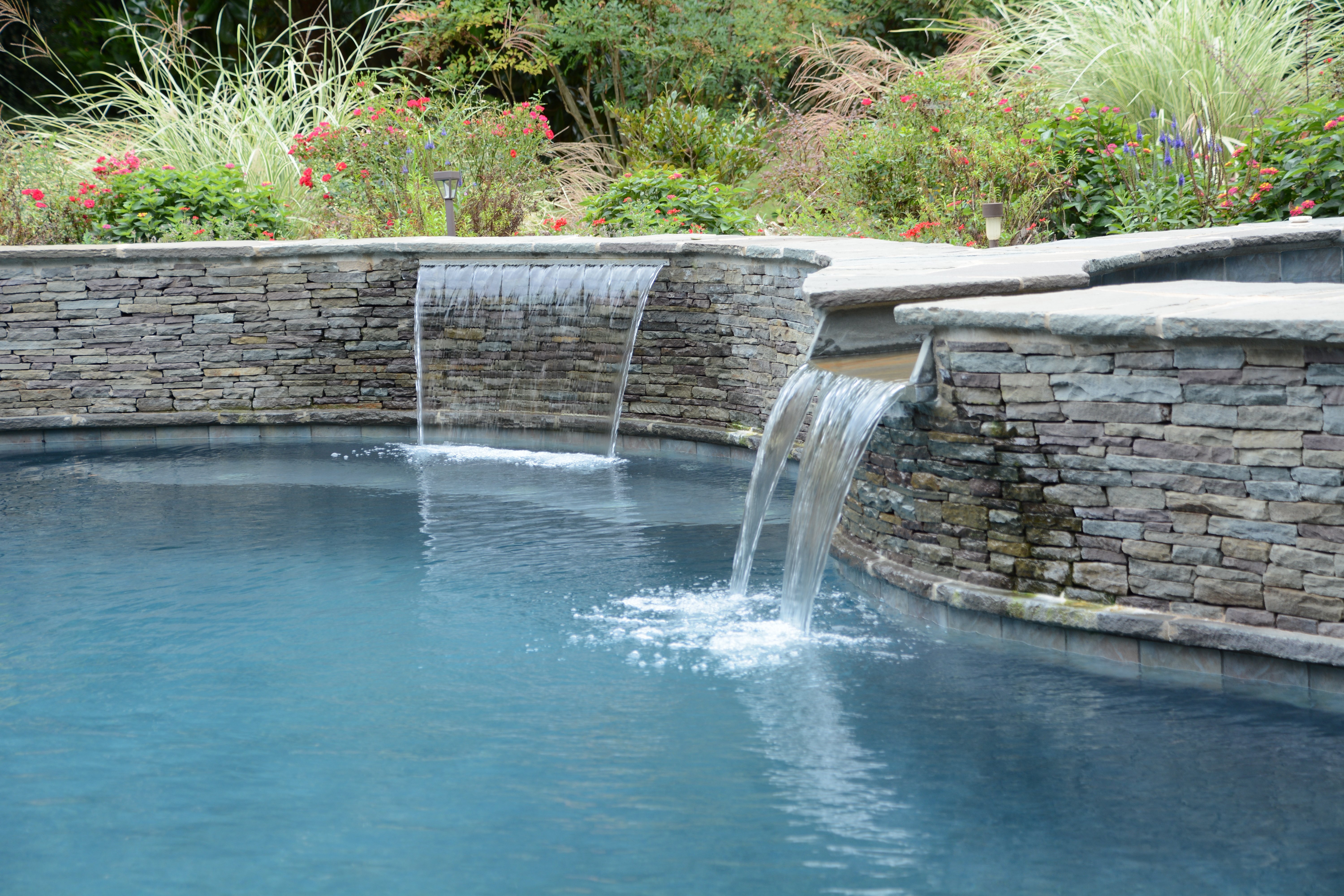 Water Features Inground Pool Concord NC Aloha Pools